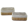 2Lİ DİKDÖRTGEN BAMBU KENAR ORGANİZER SEPET AHŞAP ALTLIK - BEZLİ 19X27X10CM - 15X24X8CM (5286)