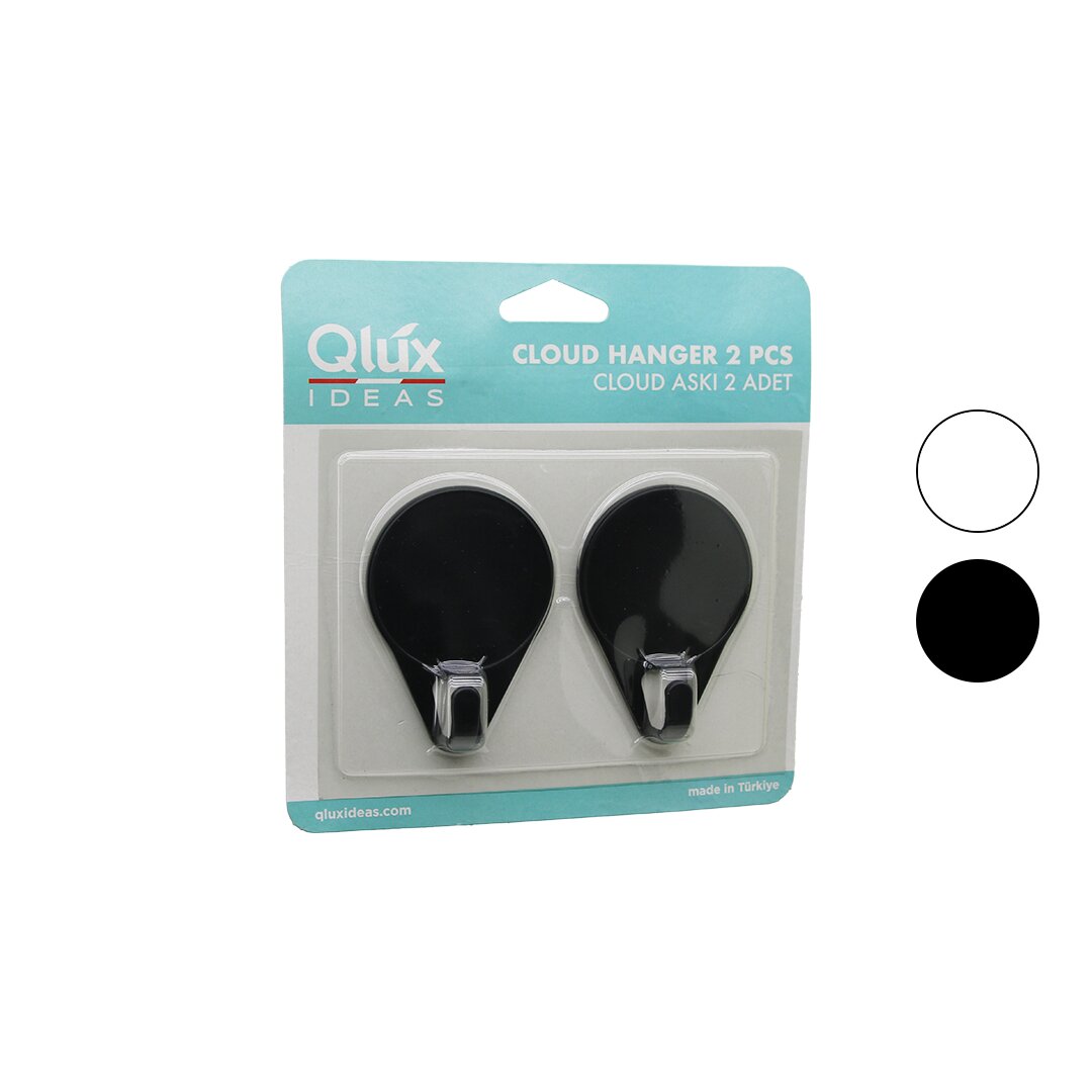 2PCS CLOUD ASKI SİYAH - BEYAZ PLASTİK YAPIŞKANLI MONTAJ (5286)