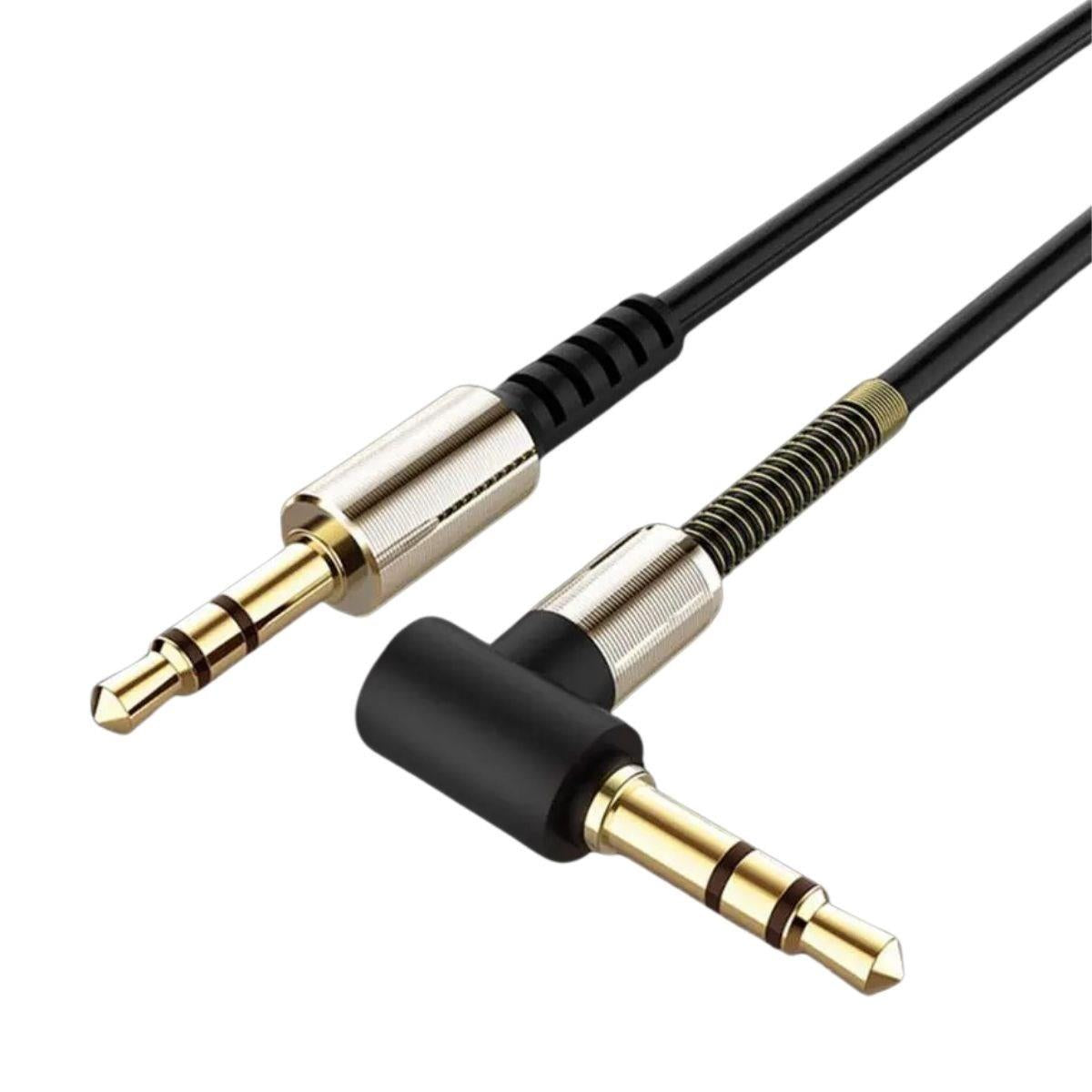 3.5mm AUX Kablosu Jak Erkek Erkek L Tipi 1 Metre Ses Aktarım Kablosu (5286)