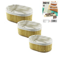 3 BOY OVAL BAMBU KENAR ORGANİZER SEPET AHŞAP ALTLIK - BEZLİ 13X22-16X26-20X30CM (5286)