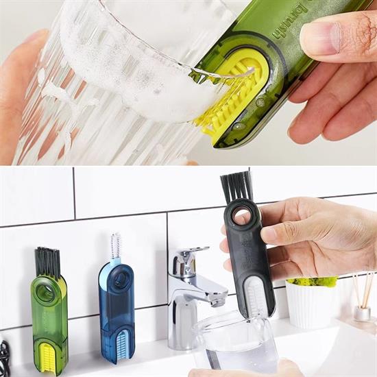 3 Fonksiyonlu Pratik Şişe Temizleme Fırçası Mutfak Banyo Araç İçin Çok Amaçlı Fırça (5286)