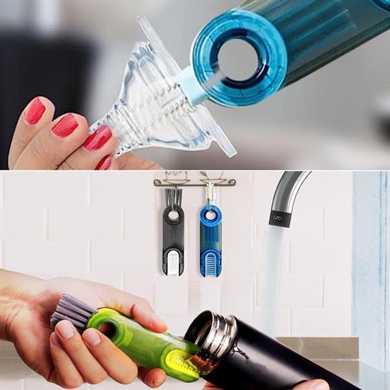 3 Fonksiyonlu Pratik Şişe Temizleme Fırçası Mutfak Banyo Araç İçin Çok Amaçlı Fırça (5286)