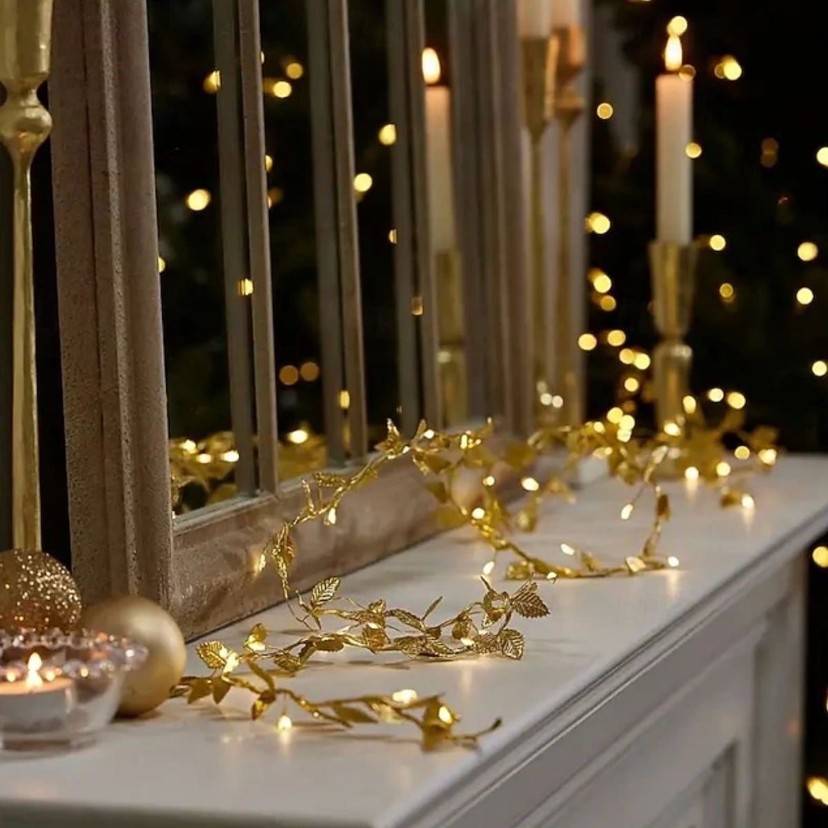 3 Metre Yaldızlı Gold LED Işık - Dekoratif Ortam ve Yılbaşı Aydınlatması (5286)
