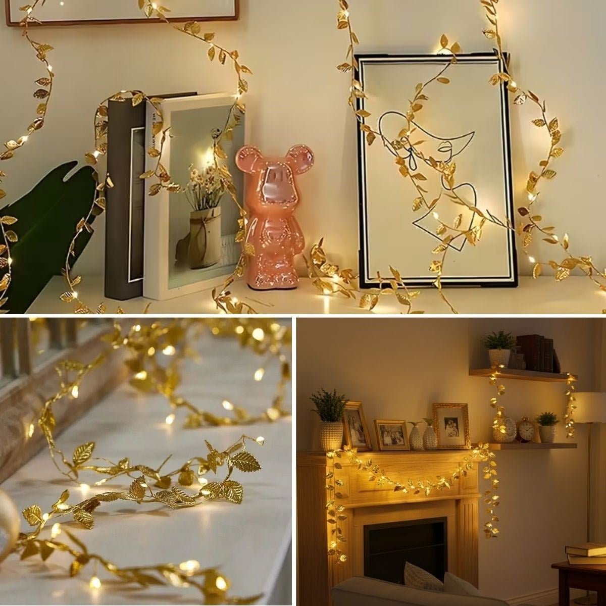 3 Metre Yaldızlı Gold LED Işık - Dekoratif Ortam ve Yılbaşı Aydınlatması (5286)