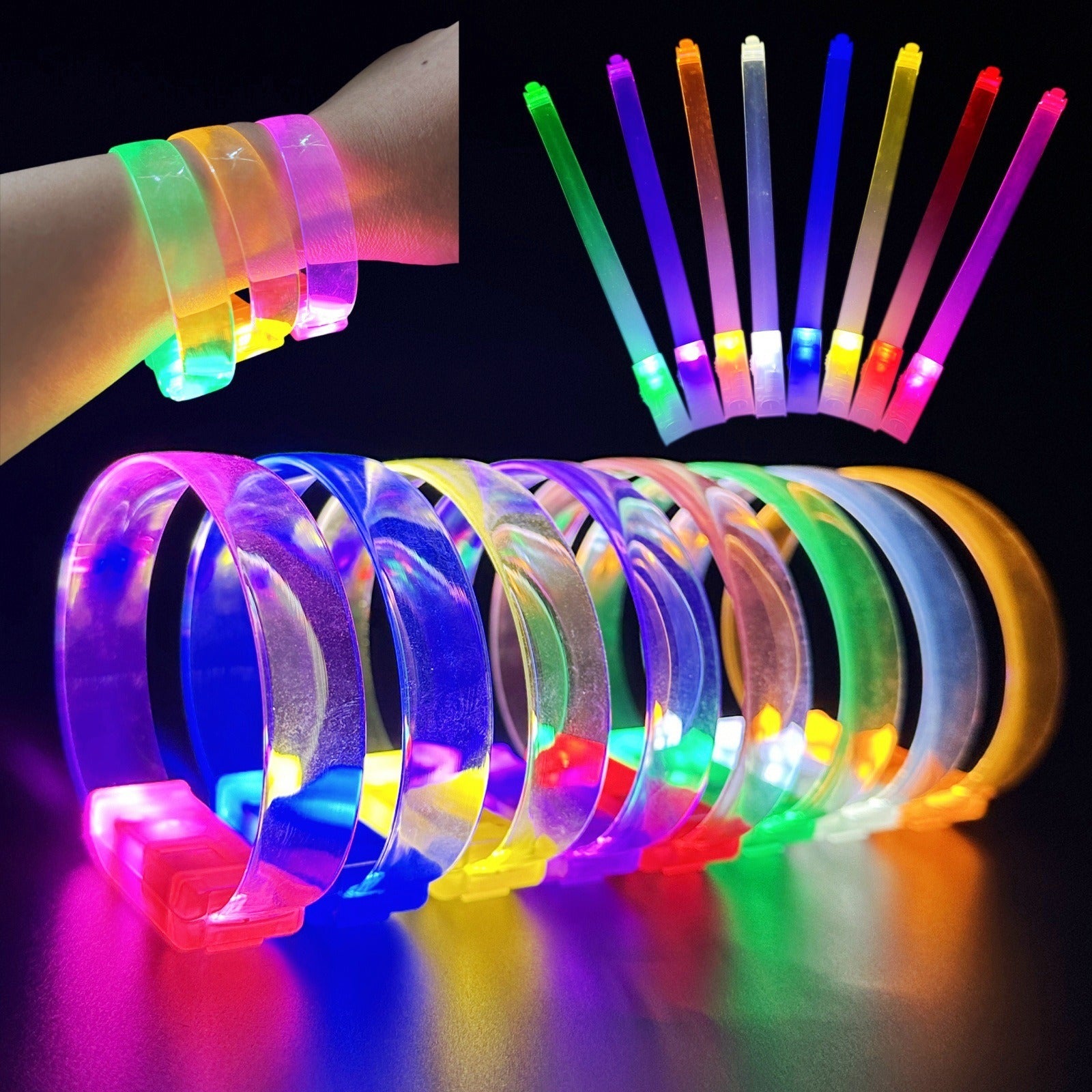 3 Modlu Pilli LED Işıklı Esnek Parti Bilekliği Yeşil (5286)