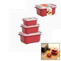 3 PCS KIRMIZI DİKDÖRTGEN SAKLAMA KAB SET 500-1000-2000ML (5286)