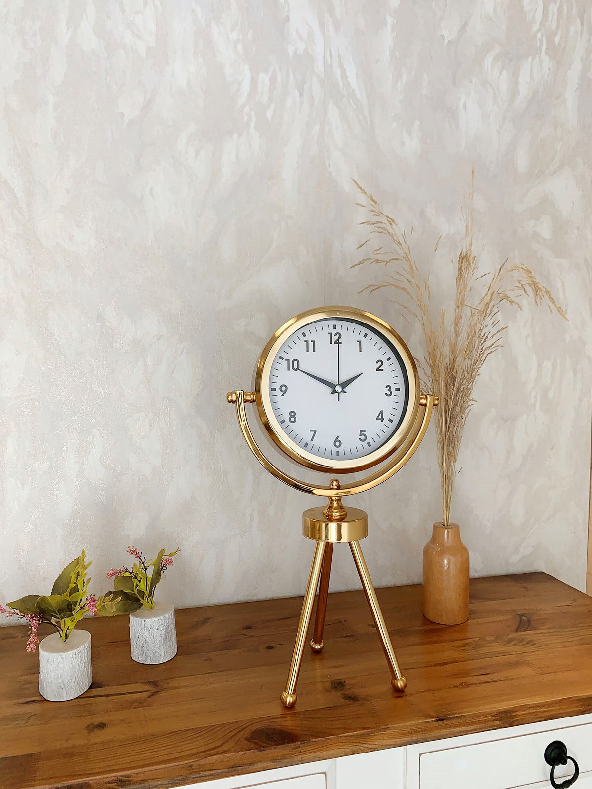 Zentime Gold Luxury Modern Üç Ayaklı Masa Saati
