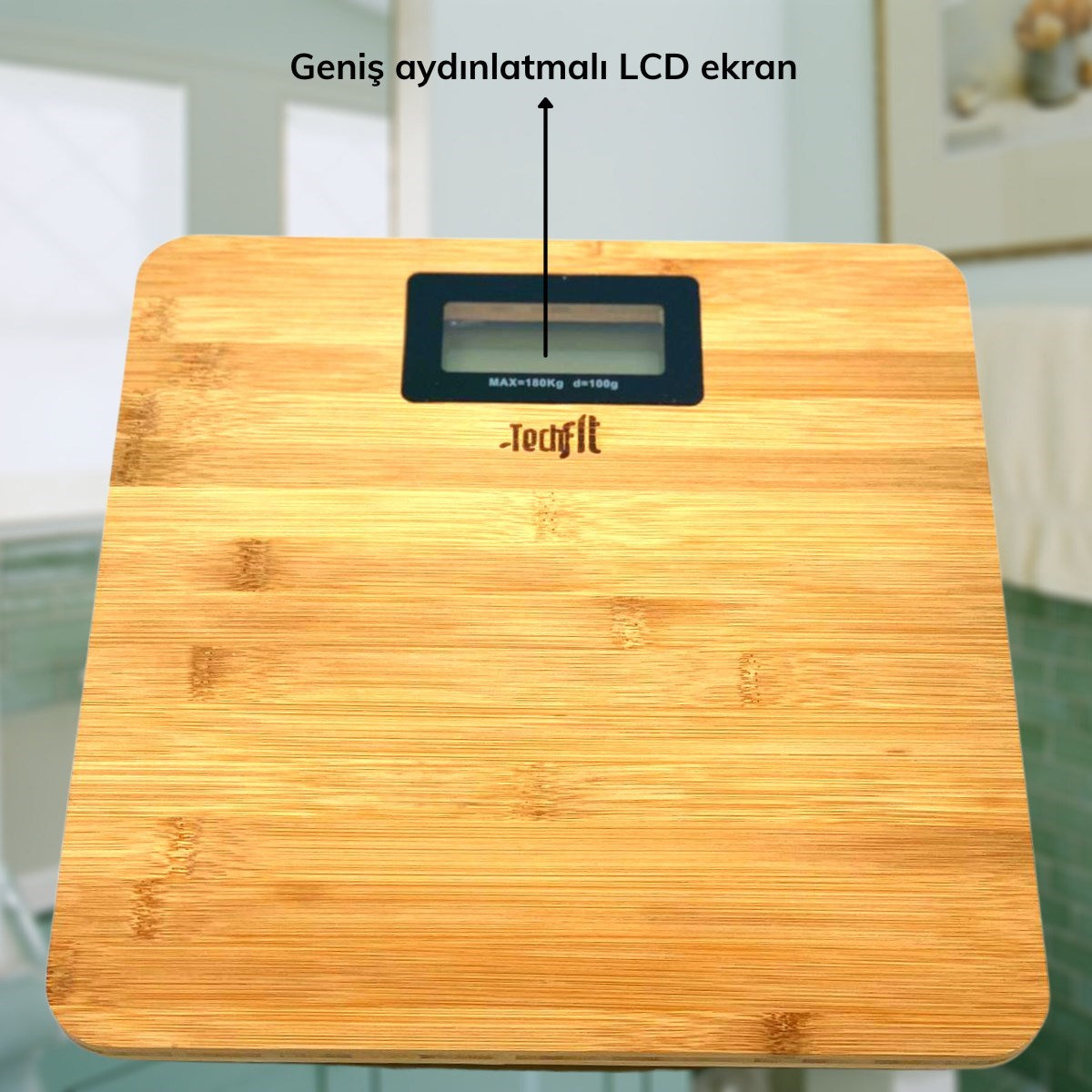 ANKAVERSE® Techfit Bambu Banyo Baskülü Yüksek Hassasiyetli Darbelere Dijital Dayanıklı Terazi Tf 1065 M