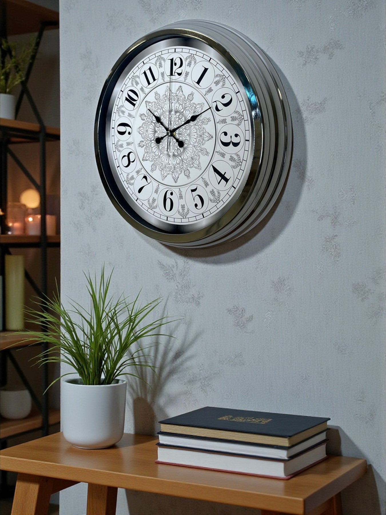 Zentime Asil Motif Krom 40 Cm Metal Duvar Saati
