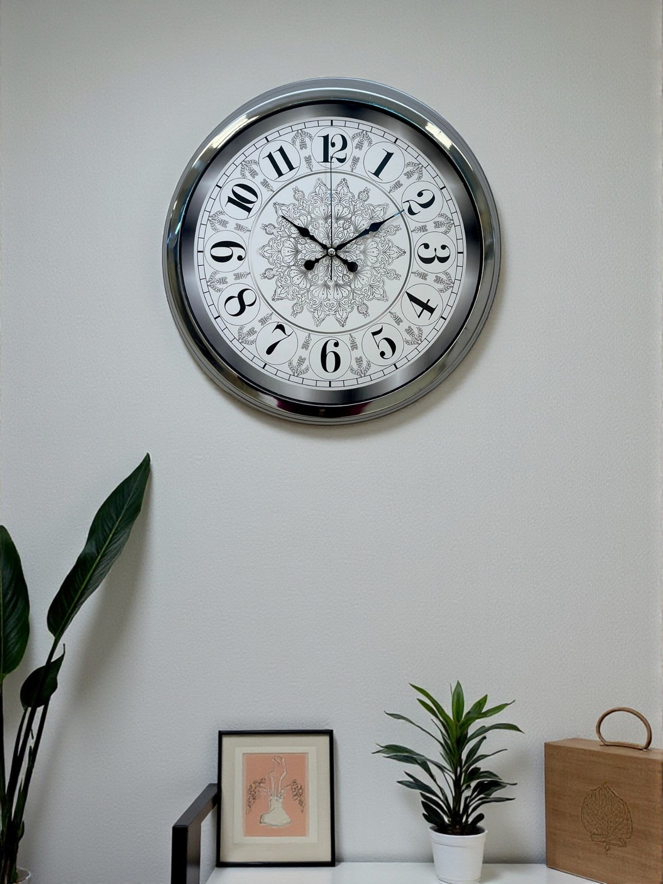 Zentime Asil Motif Krom 40 Cm Metal Duvar Saati
