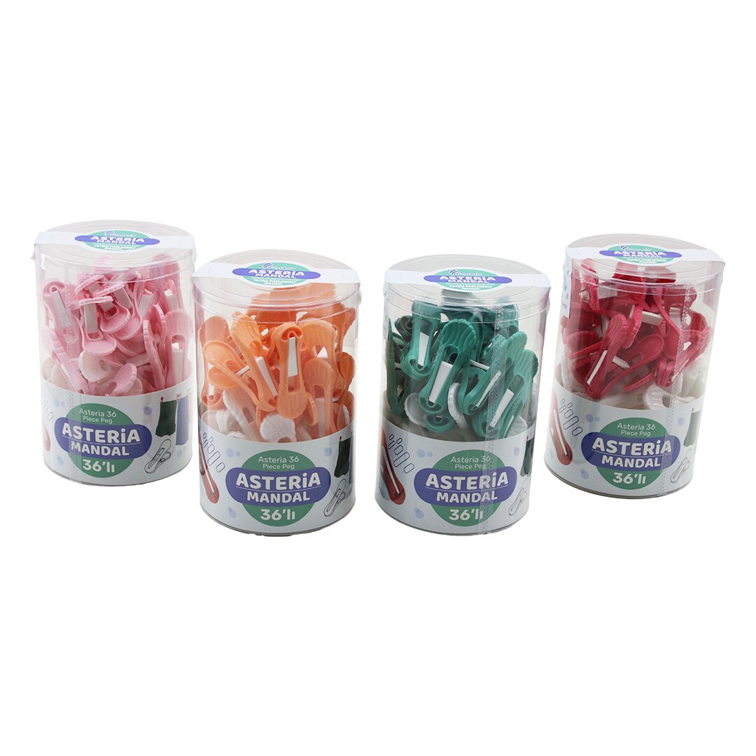36PCS YAYSIZ PLASTİK RENKLİ MANDAL KUTULU (5286)