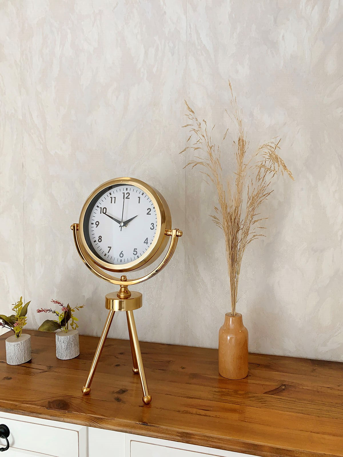 Zentime Gold Luxury Modern Üç Ayaklı Masa Saati