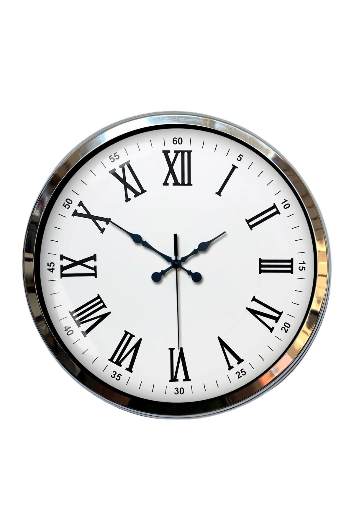 Zentime Krom Roma Rakamlı 40 Cm Metal Modern Duvar Saati