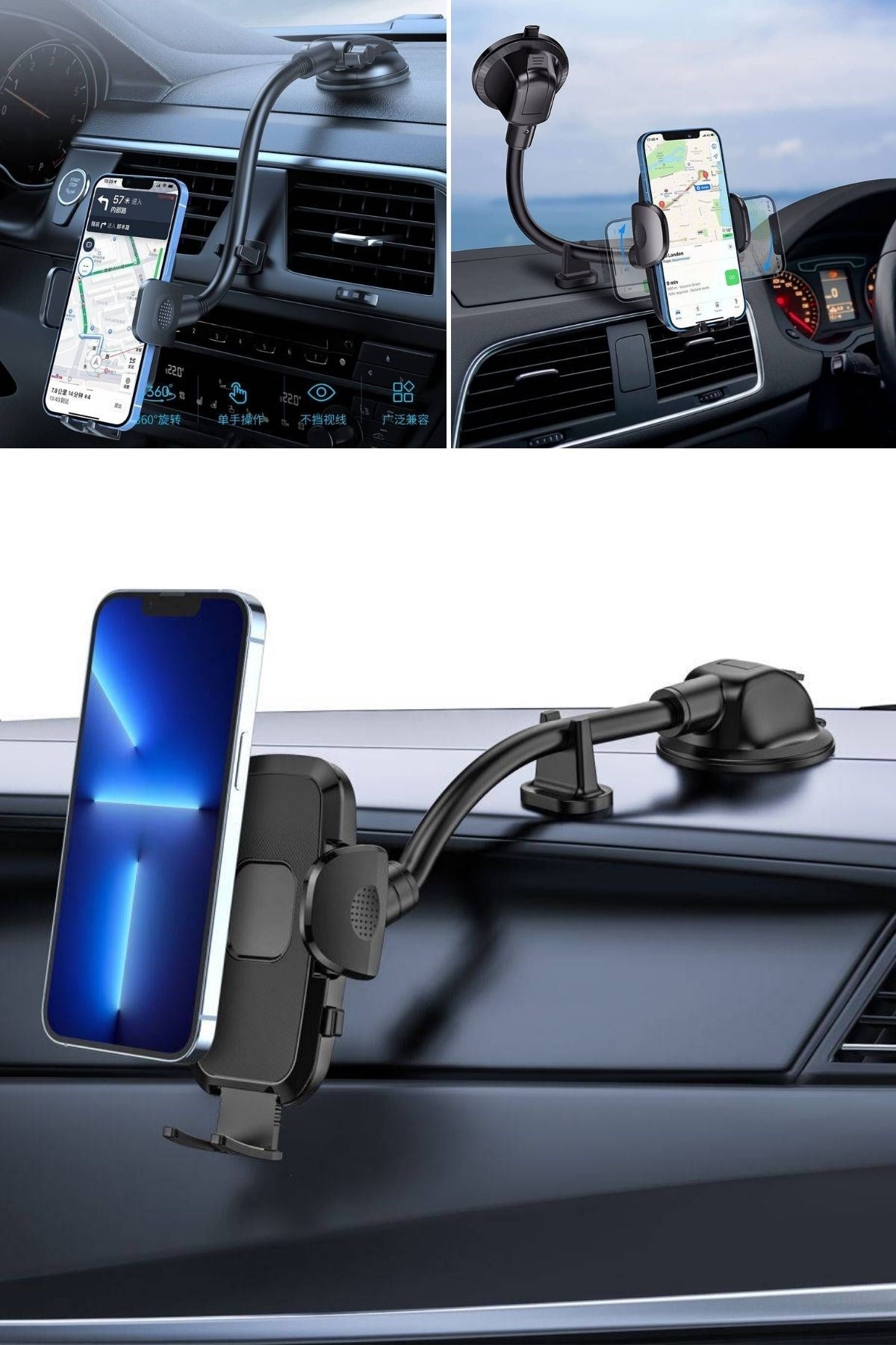 ANKAVERSE® 360° Ayarlanabilir Vakumlu Araç Telefon Tutucu