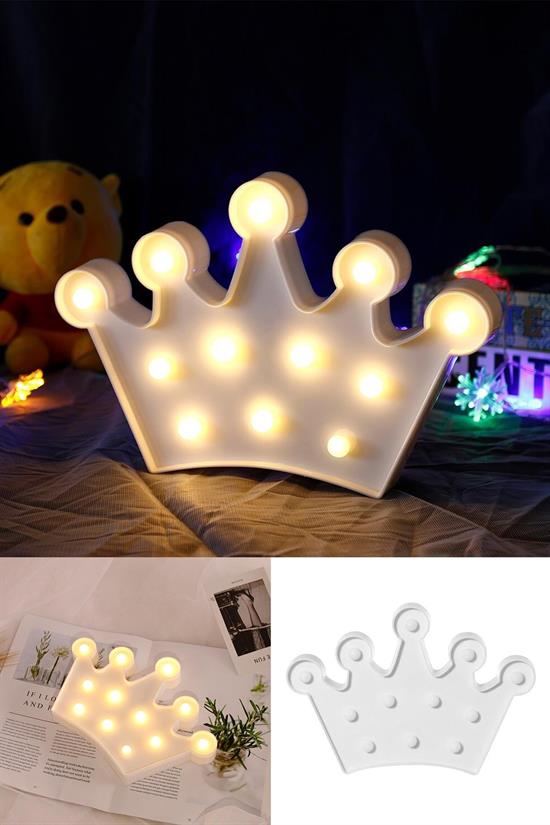 3D Dekoratif Pilli Kraliçe Tacı Model Led Masa ve Gece Lambası (5286)
