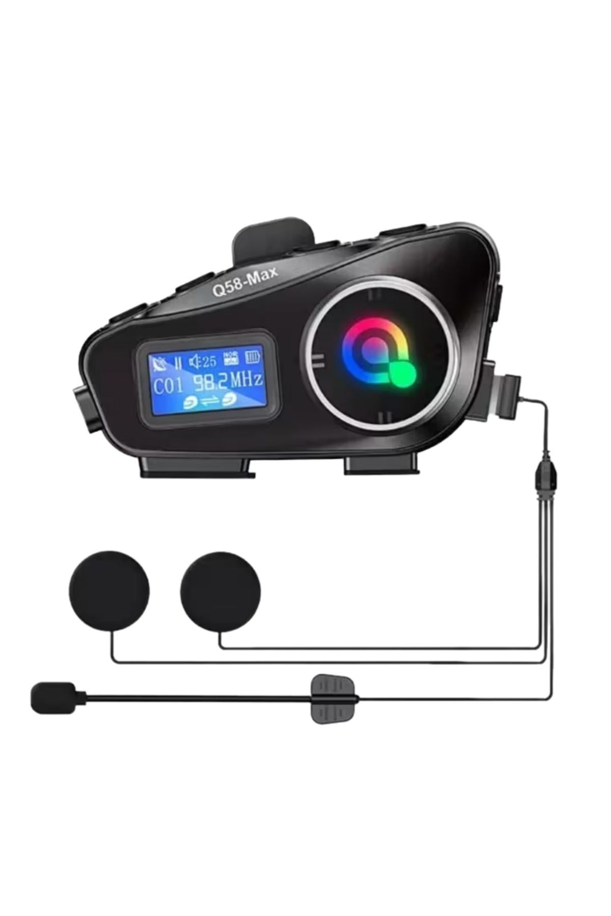 ANKAVERSE® Q58 Motorsikletler İçin Fener Özellikli SD Kart Bölümlü LCD Ekranlı Kablosuz Bluetooth Kulaklıklı – Suya Dayanıklı Kask Kulaklığı