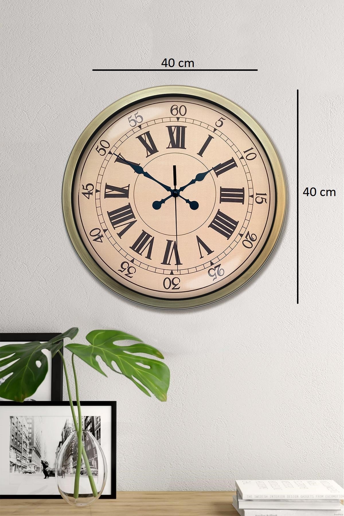 Zentime Nostalji Stil 40 Cm Metal Eskitme Duvar Saati