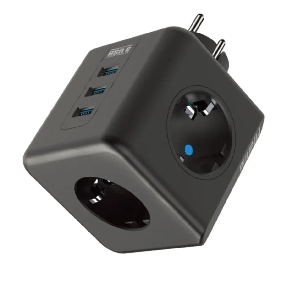 ANKAVERSE® Akıllı Küp Priz: 3 AC + 3 USB, Isı ve Çocuk Korumalı