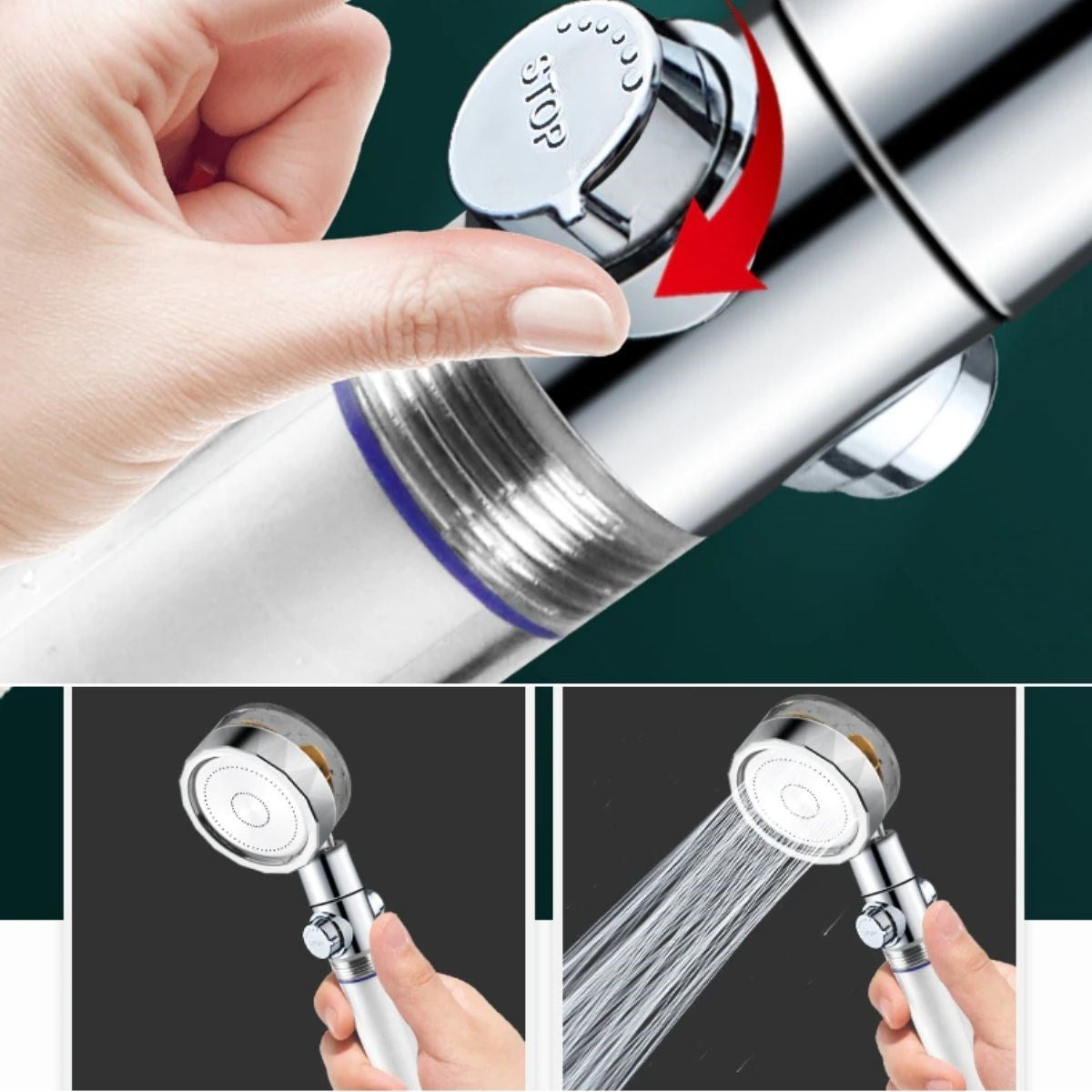 ANKAVERSE® Turbo 360° Dönen Filtreli Yüksek Basınçlı Duş Başlığı