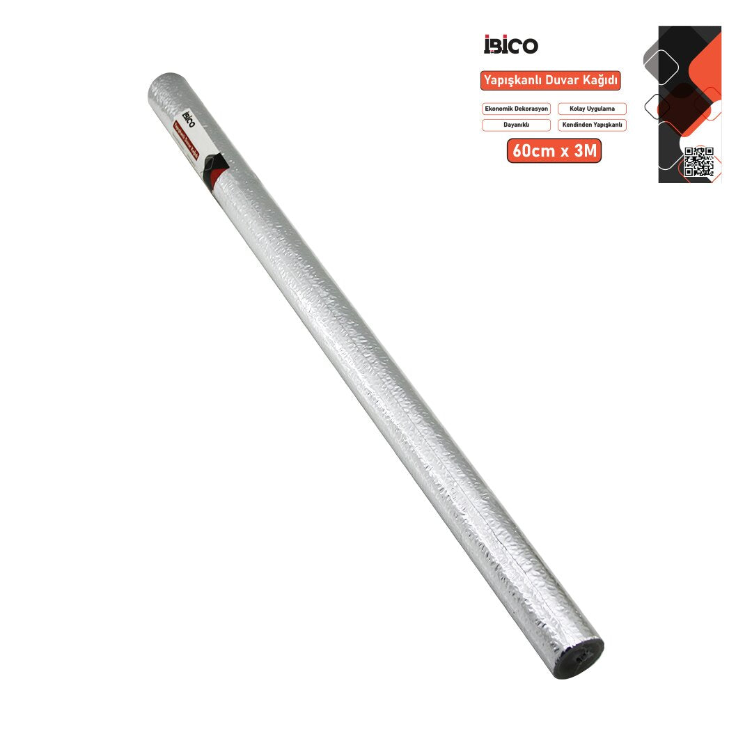 3MT X 60CM ALÜMİNYUM GÜMÜŞ TEZGAH ÜSTÜ FOLYO STİCKER - DUVAR KAĞIT KENDİNDEN YAPIŞKANLI - EKO DEKORASYON - DAYANIKLI (5286)