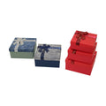 3PCS KARE ÇİZGİLİ MİX RENKLİ KARTON HEDİYE KUTUSU KURDELALI 19-17-15CM (5286)