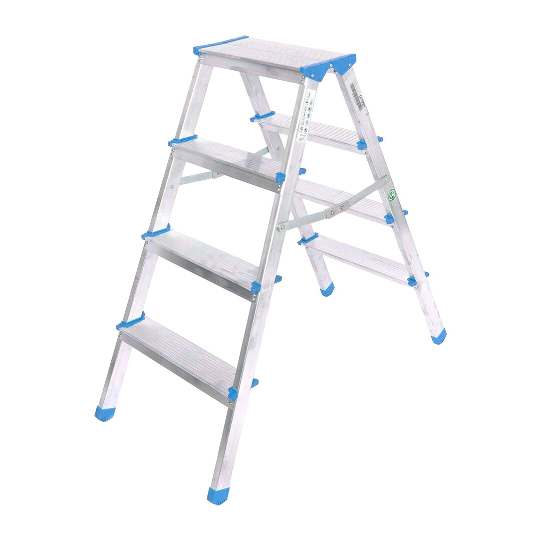 4+4 ÇİFT BASAMAKLI ALÜMİNYUM METAL MERDİVEN YÜKSEKLİK = 92CM BAŞ GENİŞLİK = 8CM (5286)