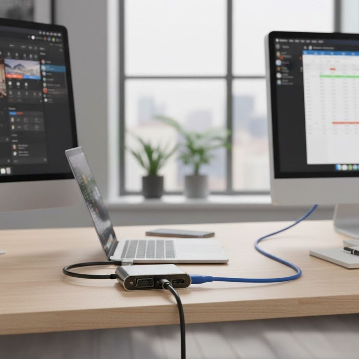 4’ü 1 Arada Type-C to Hub Dönüştürücü Adaptör – 4K Ultra HD HDMI & VGA Görüntü Aktarımı, PD Hızlı Şarj Destekli, USB Çoklayıcı (5286)