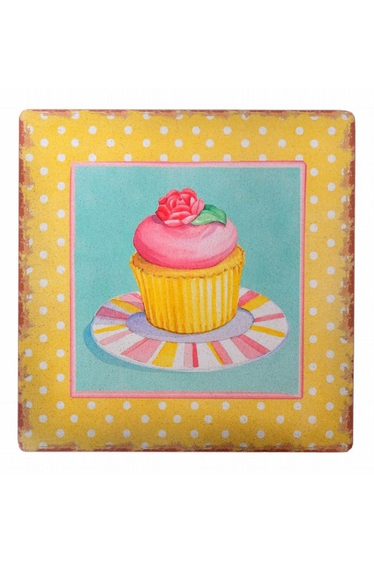 ANKAVERSE® Decotown Cupcake Muffin Ahşap Duvar Panosu 40x40 cm