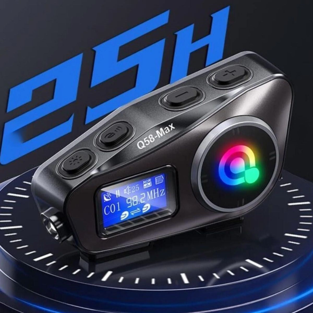 ANKAVERSE® Q58 Motorsikletler İçin Fener Özellikli SD Kart Bölümlü LCD Ekranlı Kablosuz Bluetooth Kulaklıklı – Suya Dayanıklı Kask Kulaklığı