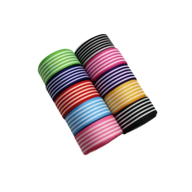 Tafta Çizgi Desen Kurdele 25 mm Mavi 5 Metre