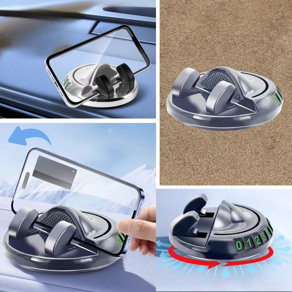 ANKAVERSE® Numaratörlü Güçlü Yapışkanlı 360 Derece Dönebilen Su Geçirmez Araç İçi Telefon Tutucu Plastik Aparat