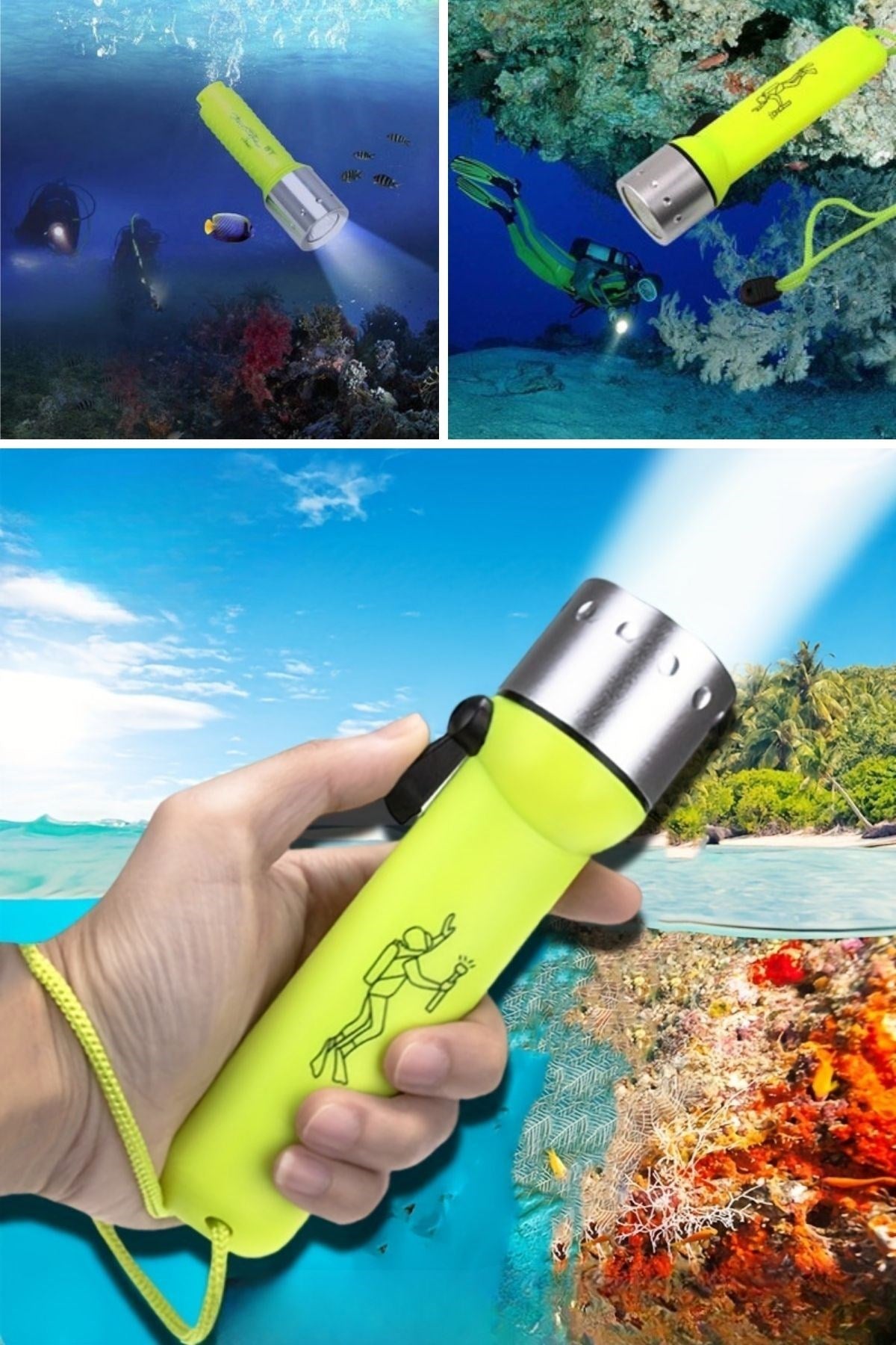 ANKAVERSE® Süper Parlak LED Su Altı Dalış Feneri – Taşınabilir, Su Geçirmez ve Darbeye Dayanıklı El Feneri