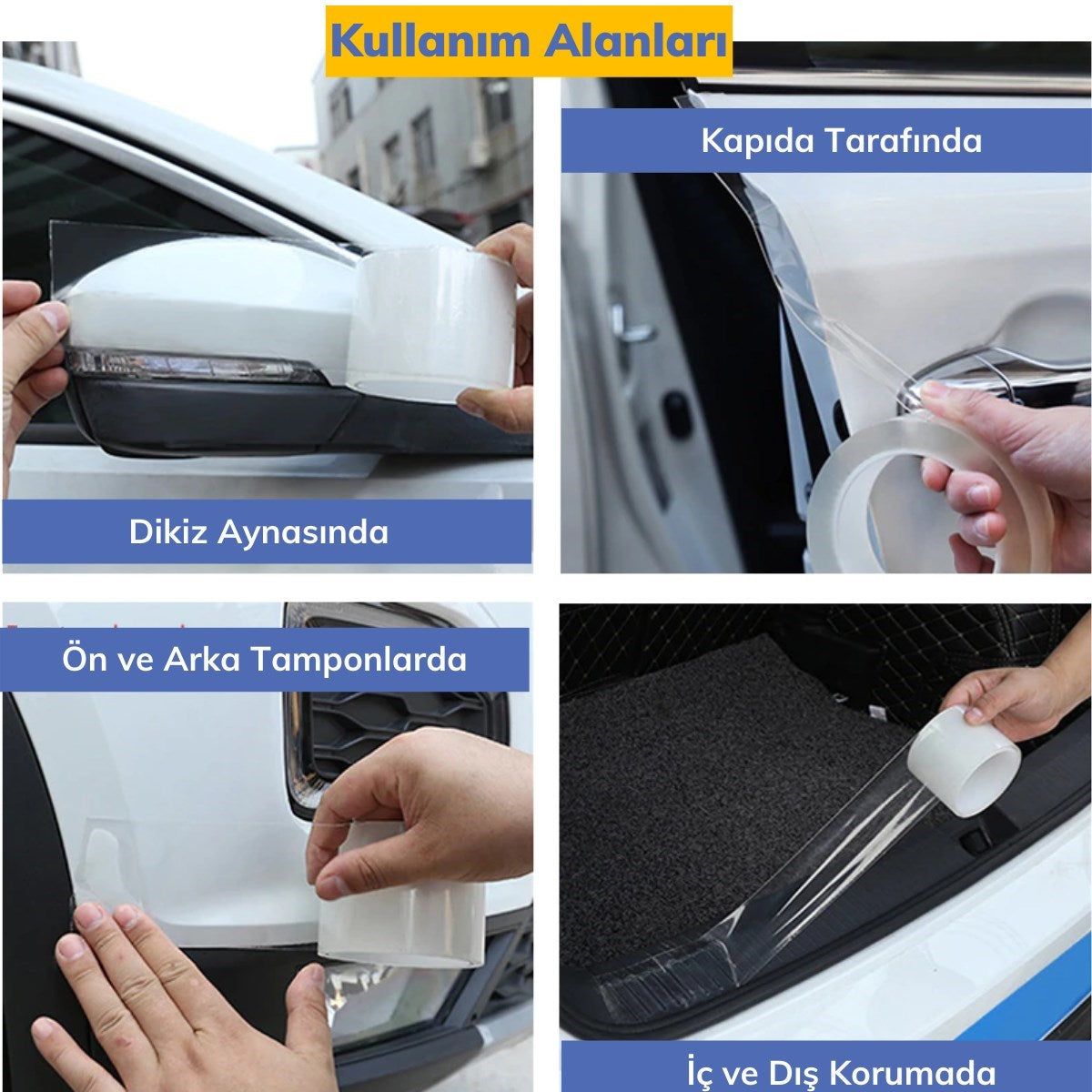 ANKAVERSE® Şeffaf Su Geçirmeyen  Dayanıklı Kolay Yapışan Çizilmeye Dayanıklı Oto Darbe Koruyucu Bant