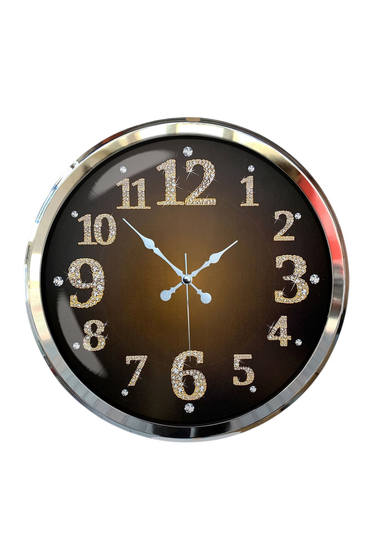Krom Işıltılı Zaman 52 Cm Metal Duvar Saati