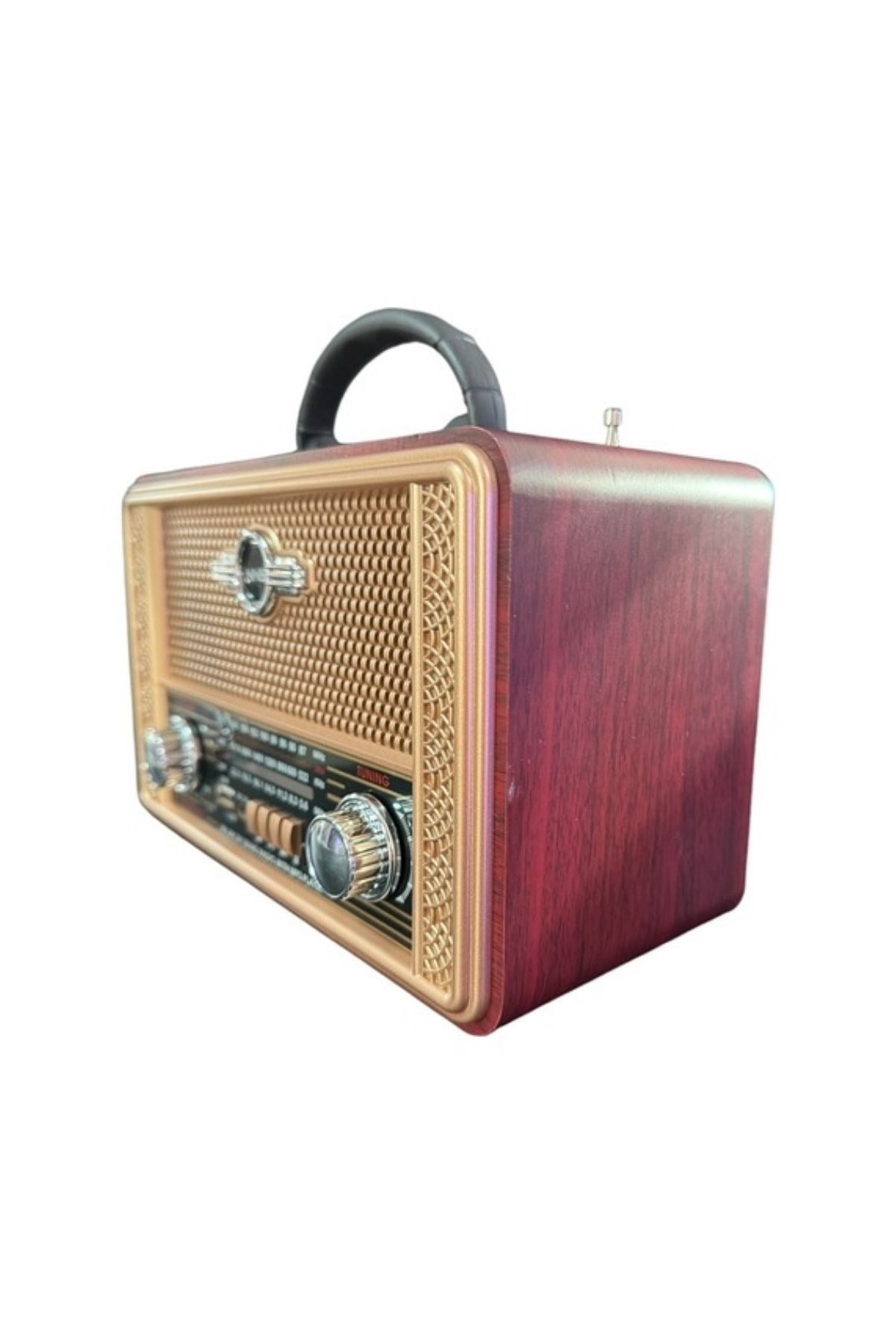 ANKAVERSE® Retro, Nostaljik, Ahşap Tasarım Bluetooth Hoparlörlü, Şarjlı, Taşınabilir Otantik Tasarımlı FM/AM Destekli Radyo NS8098