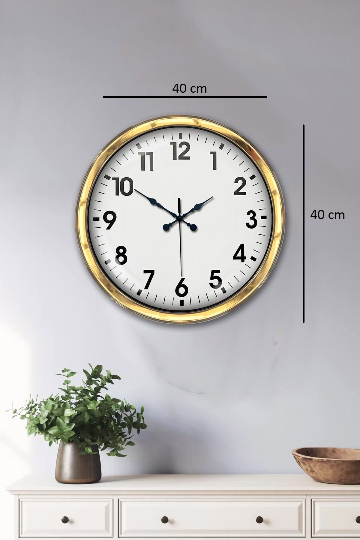 Royal White Gold Classic 40 Cm Metal Duvar Saati