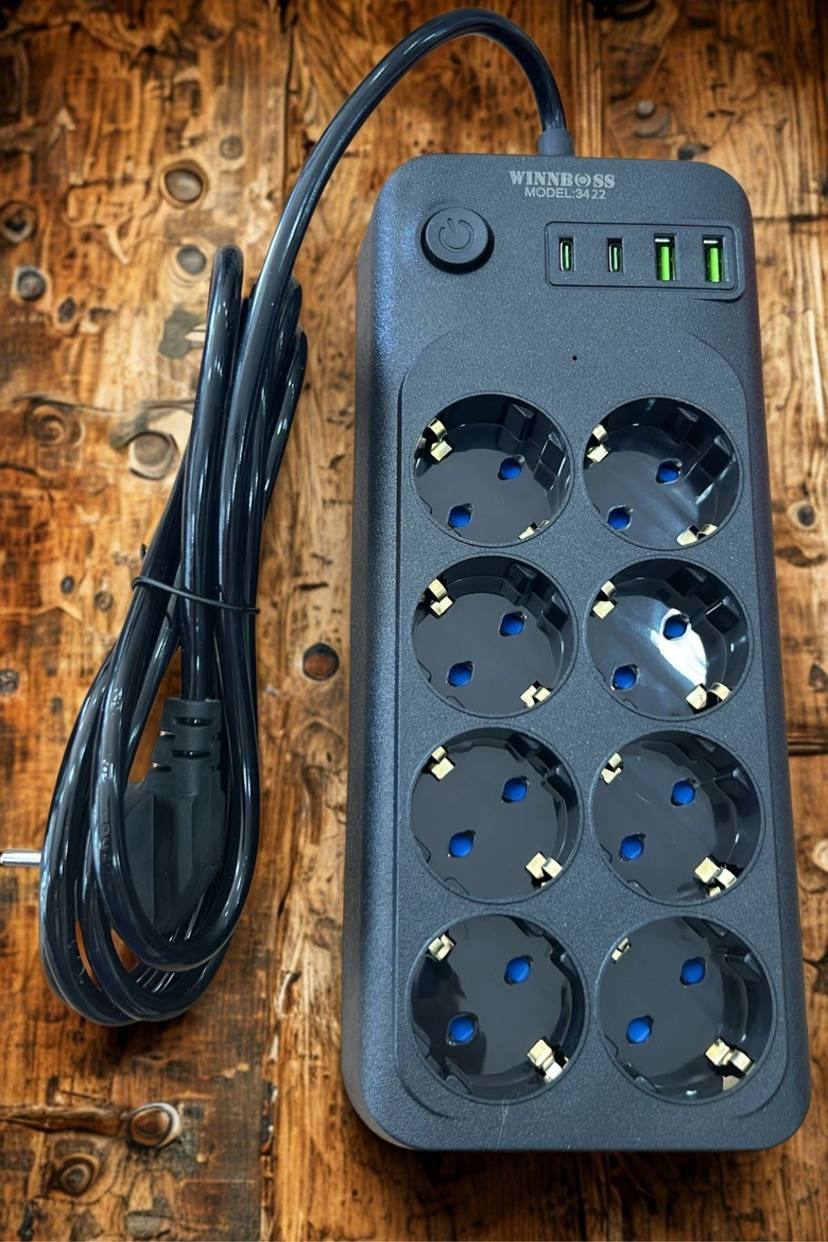 ANKAVERSE® Akım Korumalı Termal Uzatma Kablosu – 8 Priz, 2 USB ve 2 Type-C Girişli, Güçlü Çoklu Priz