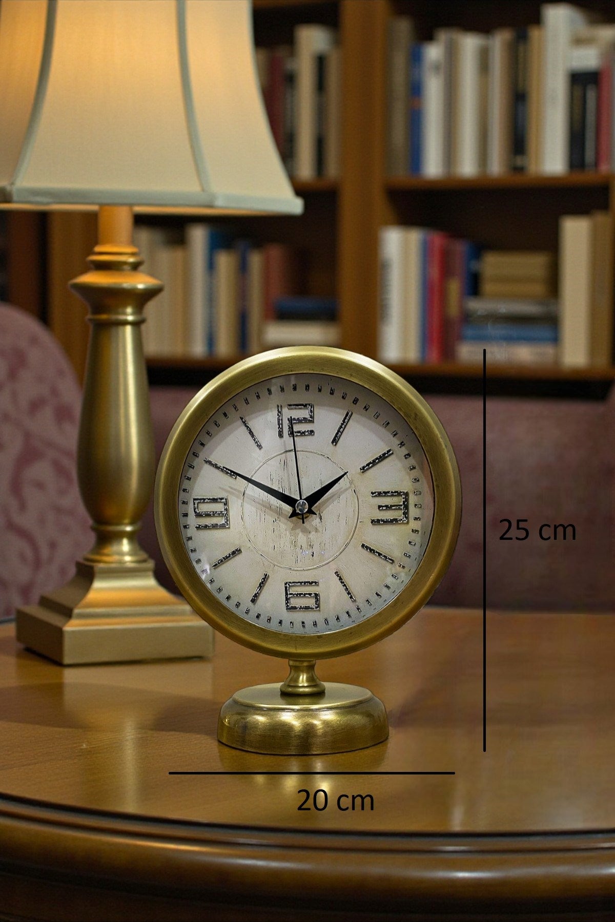Premium Vintage 25 x 20 Cm Eskitme Metal Masa Saati