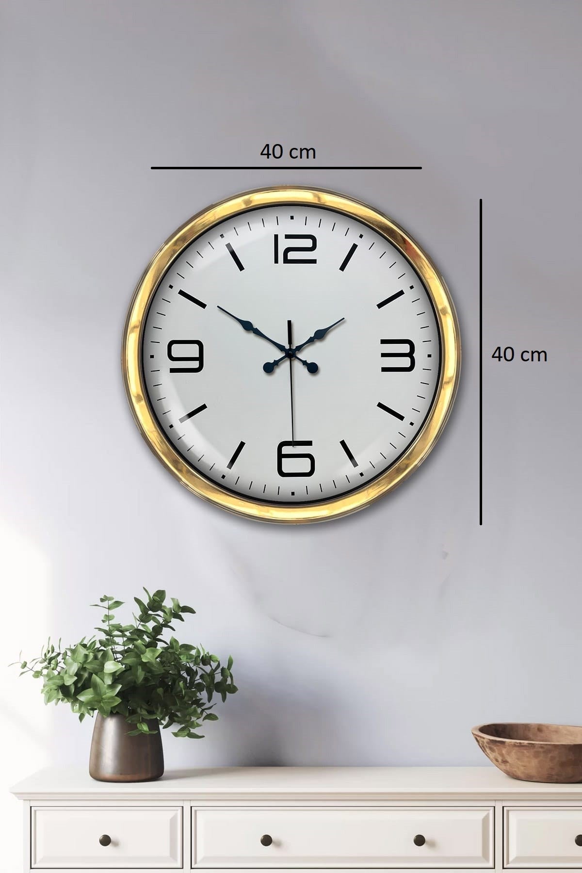 Zentime Gold Lüks 40 Cm Metal Modern Duvar Saati