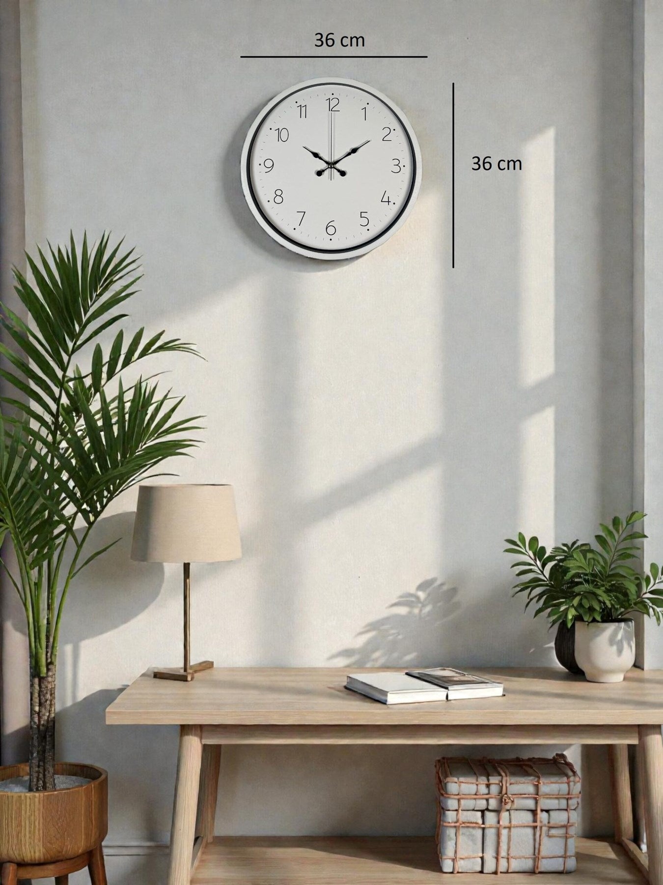 Zentime 36 Cm Beyaz Dekoratif Duvar Saati