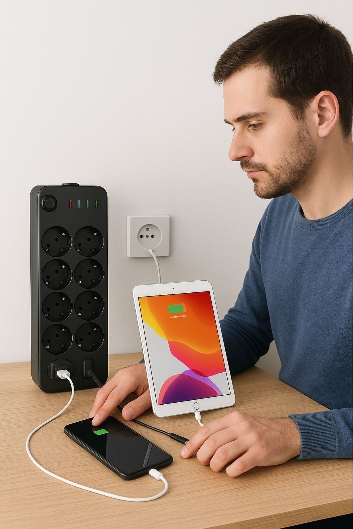 ANKAVERSE® Akım Korumalı Termal Uzatma Kablosu – 10 Priz, 2 USB ve 2 Type-C Girişli, Güçlü Çoklu Priz
