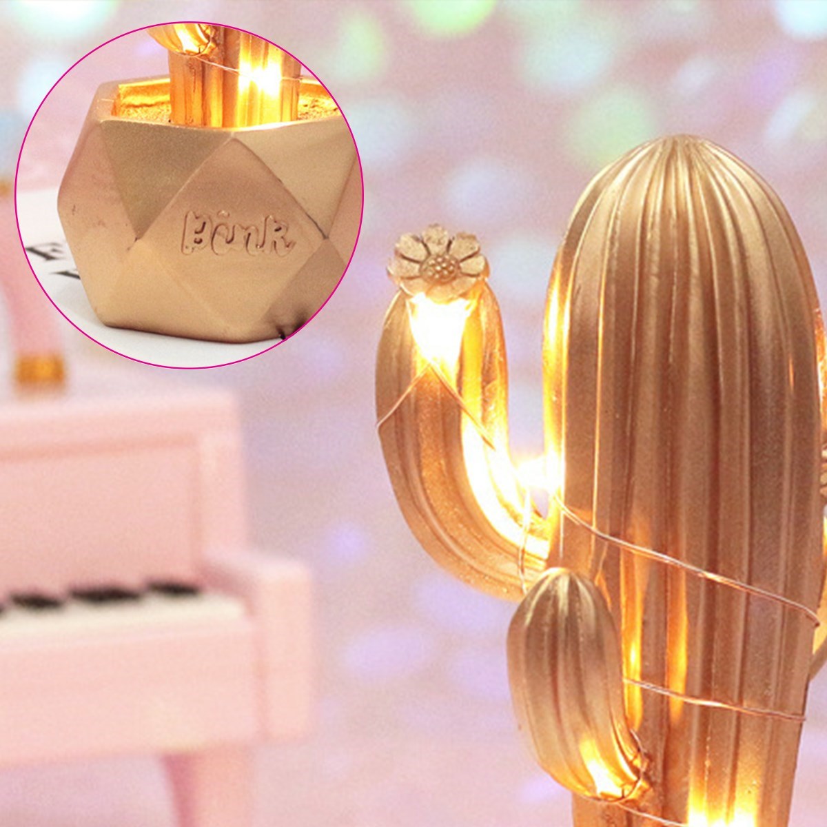 ANKAVERSE® Sevimli LED Kaktüs Gece Lambası - Gold