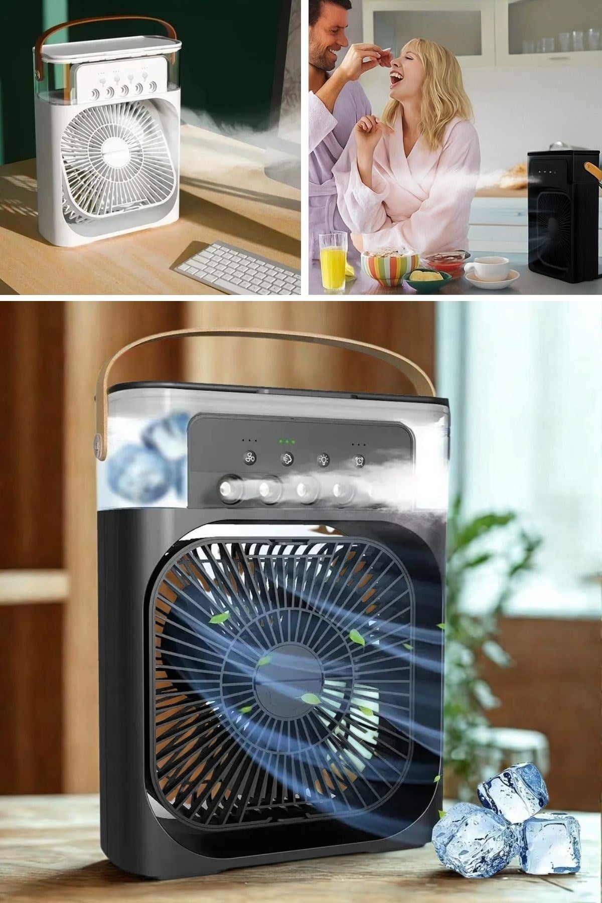 ANKAVERSE® Taşınabilir 3 Farklı Mod Ayarlı 7 Farklı Led Işıklı Sulu Soğutmalı Taşınabilir Masaüstü USB Fan Vantilatör