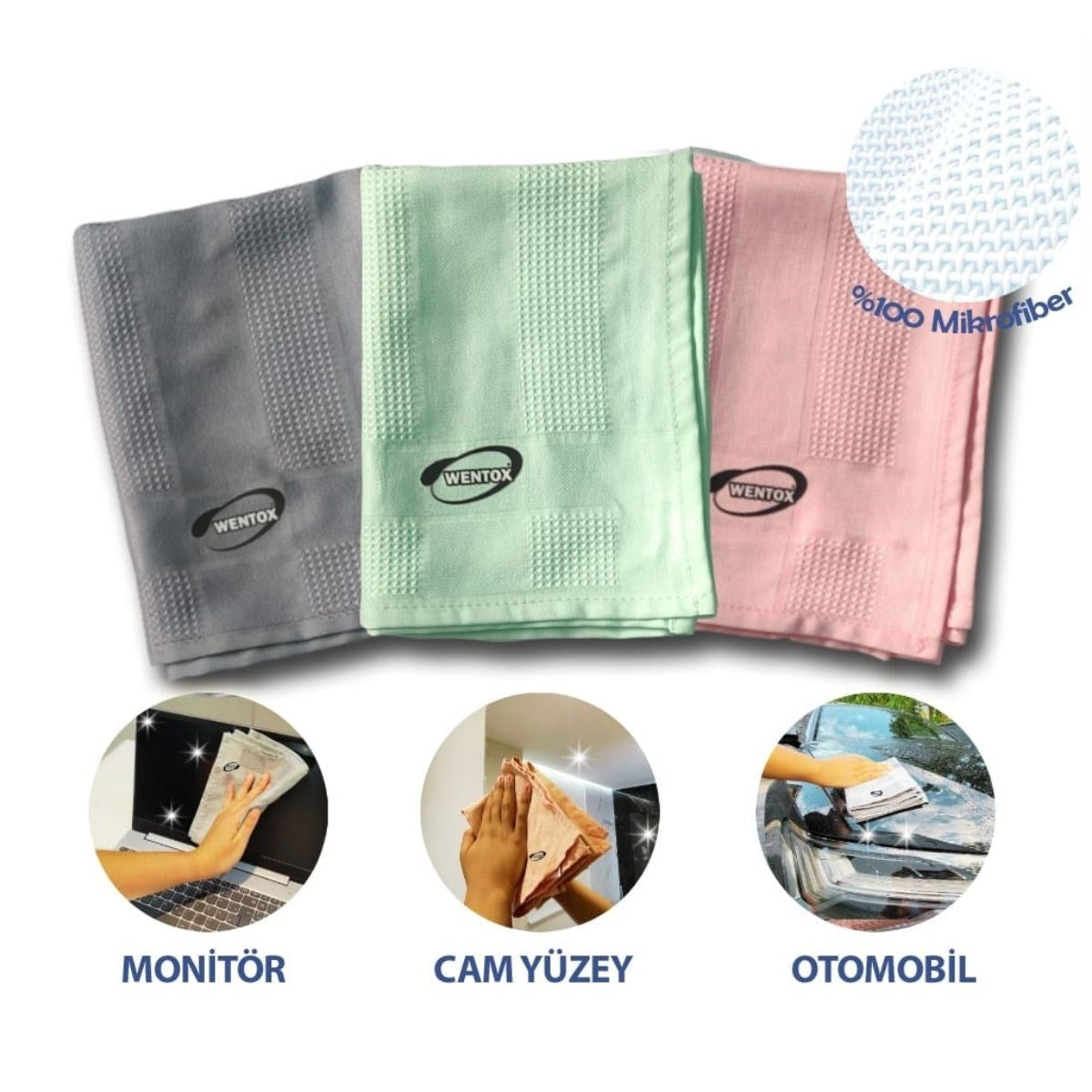 ANKAVERSE® İz Bırakmaz Mikrofiber Temizlik Bezleri - 3'lü Set