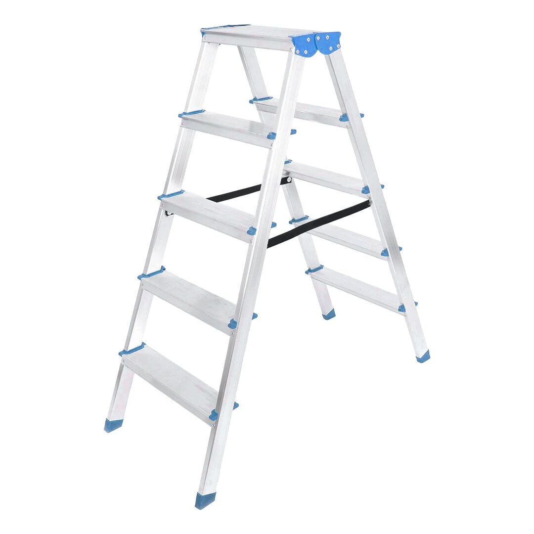 5+5 ÇİFT BASAMAKLI ALÜMİNYUM METAL MERDİVEN YÜKSEKLİK = 115CM BAŞ GENİŞLİK = 8CM (5286)