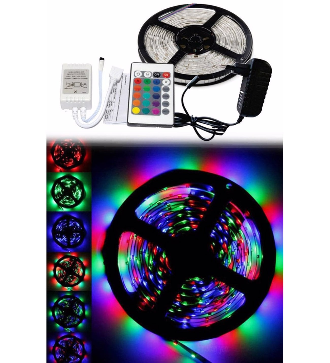 5 Metre Rgb Şerit Led Seti-İç ve Dış Mekan Silikonlu-Tak Çalıştır (5286)