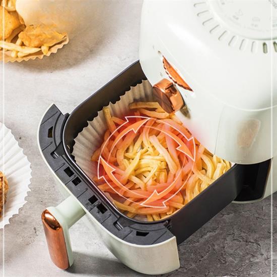 50 Adet Air Fryer Pişirme Kağıdı Tek Kullanımlık Yağ Geçirmez Yuvarlak Tabak Model PVC (5286)