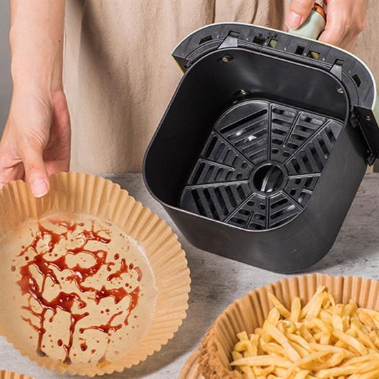 50 Adet Air Fryer Pişirme Kağıdı Tek Kullanımlık Yağ Geçirmez Yuvarlak Tabak Model PVC (5286)