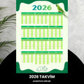 Takvim 2026 Premium A4 300 Gr Dijital Baskı Yeşil-beyaz