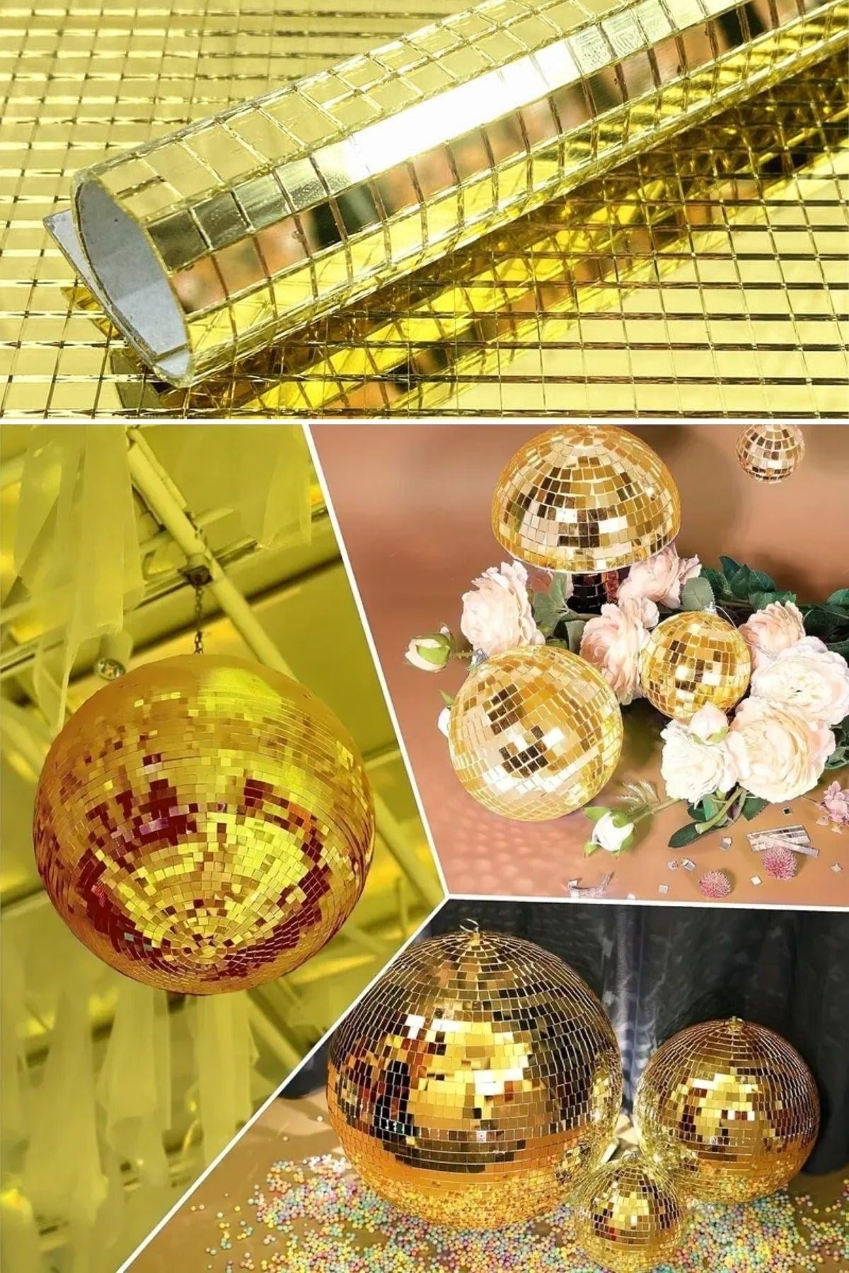 ANKAVERSE® Kare Gold Cam Mozaik Fayans Çıkartmaları El İşi Kare Cam Fayans Kendinden Yapışkanlı Aynalı Dekor Panel 30x30 Cm